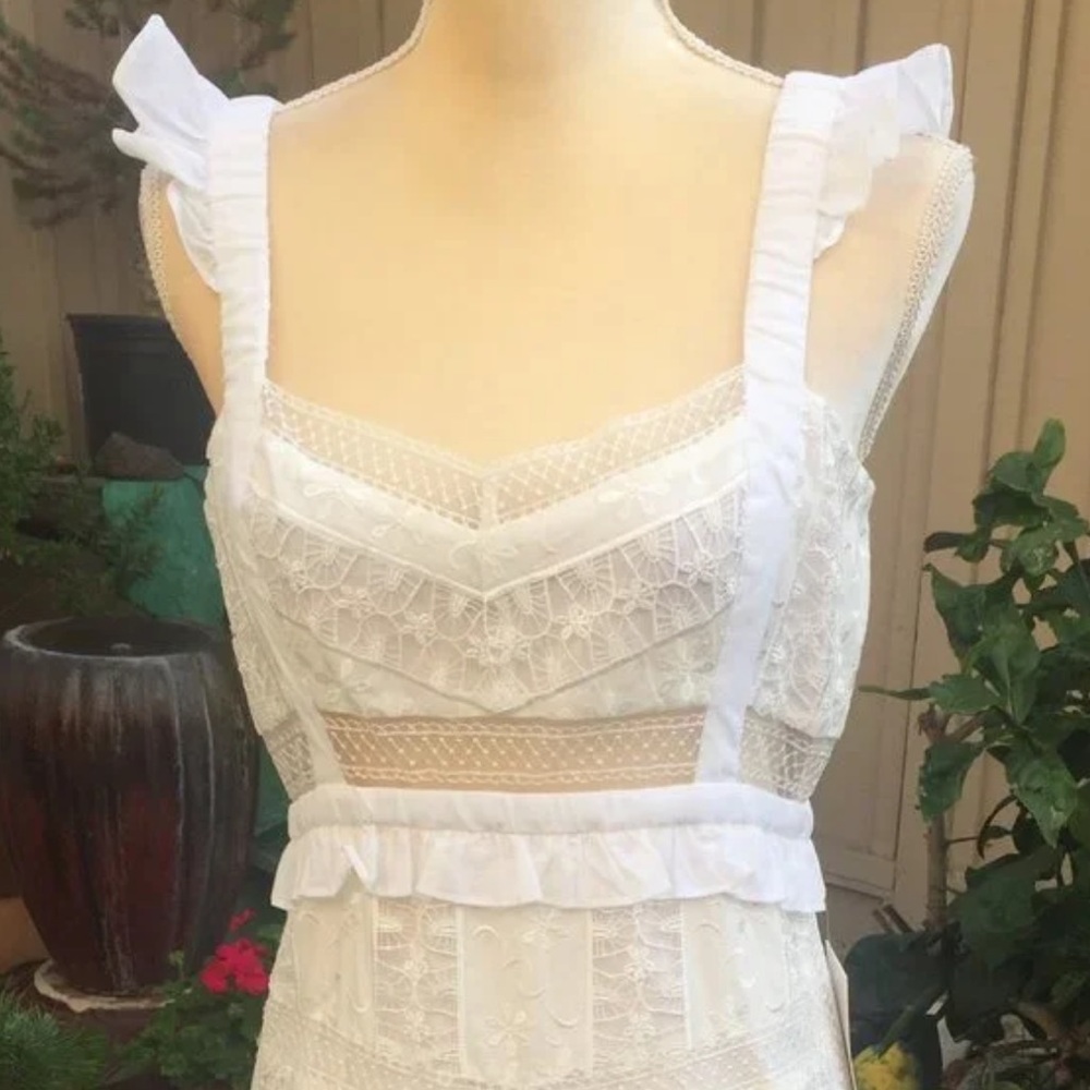 For Love & Lemons Gabrielle Midi Dress lace white Ivory medium - Picture 7 of 13